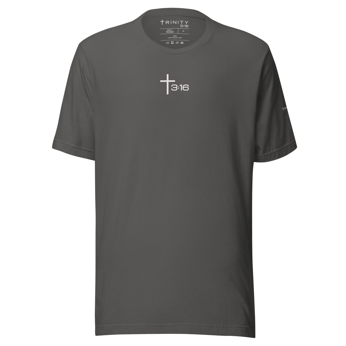 T316 Icon Christian tee in asphalt— Trinity 3:16 faith apparel