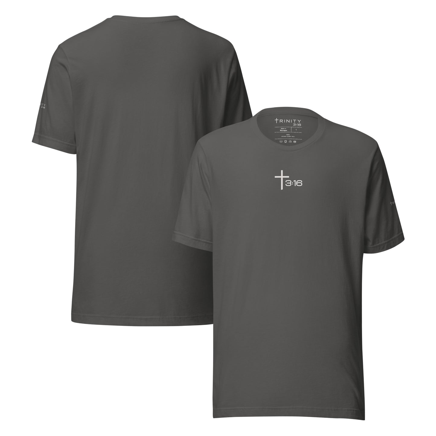 T316 Icon Christian tee in asphalt— Trinity 3:16 faith apparel