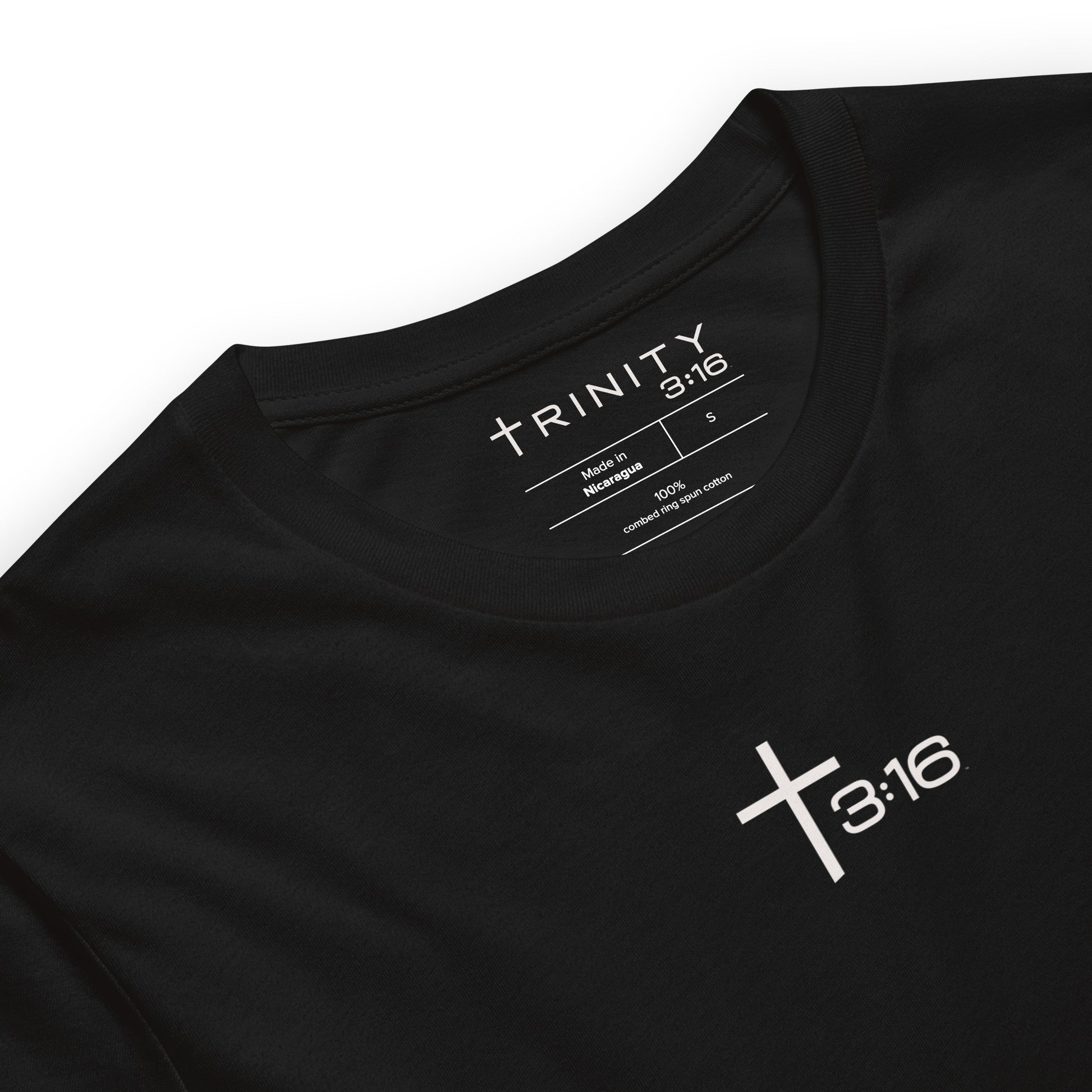T316 Icon Christian tee in black— Trinity 3:16 faith apparel