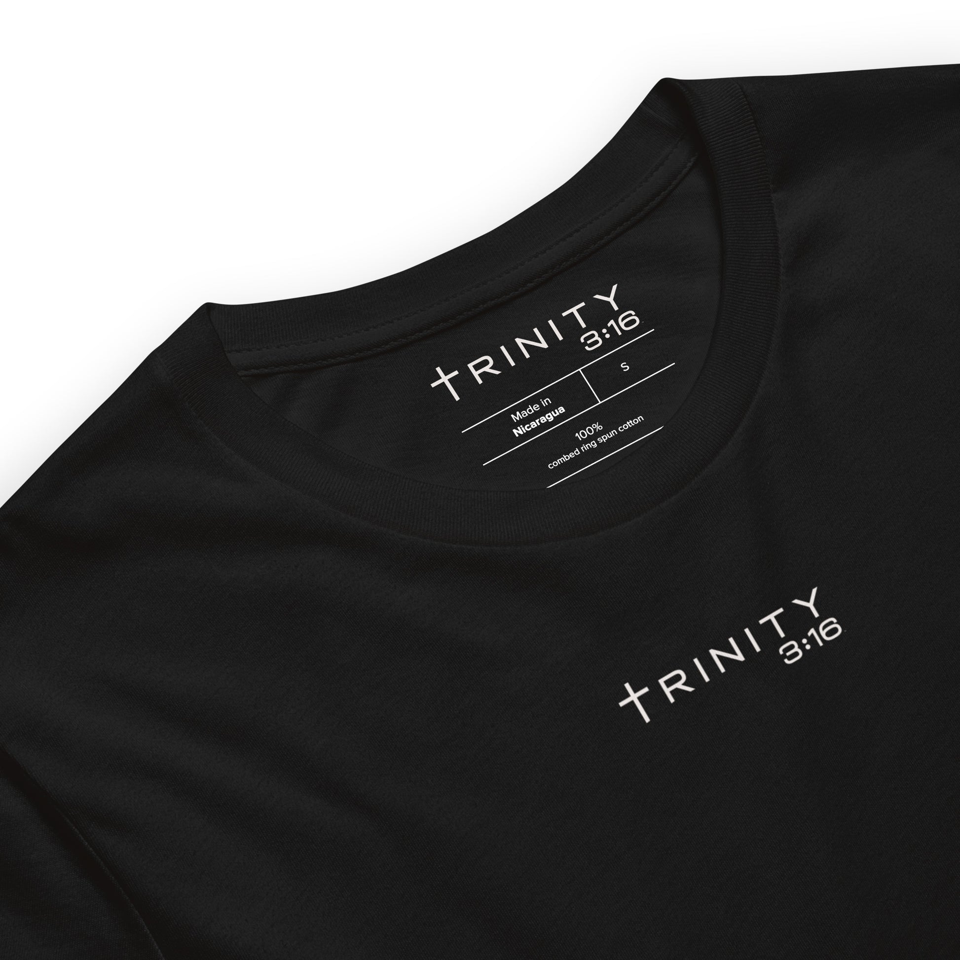 Lion of Judah Christian tee in black — Trinity 3:16 faith apparel