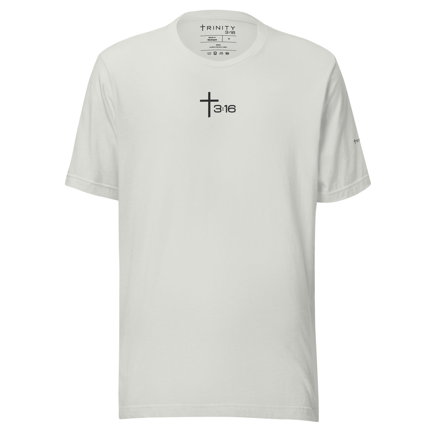 T316 Icon Christian tee in silver— Trinity 3:16 faith apparel