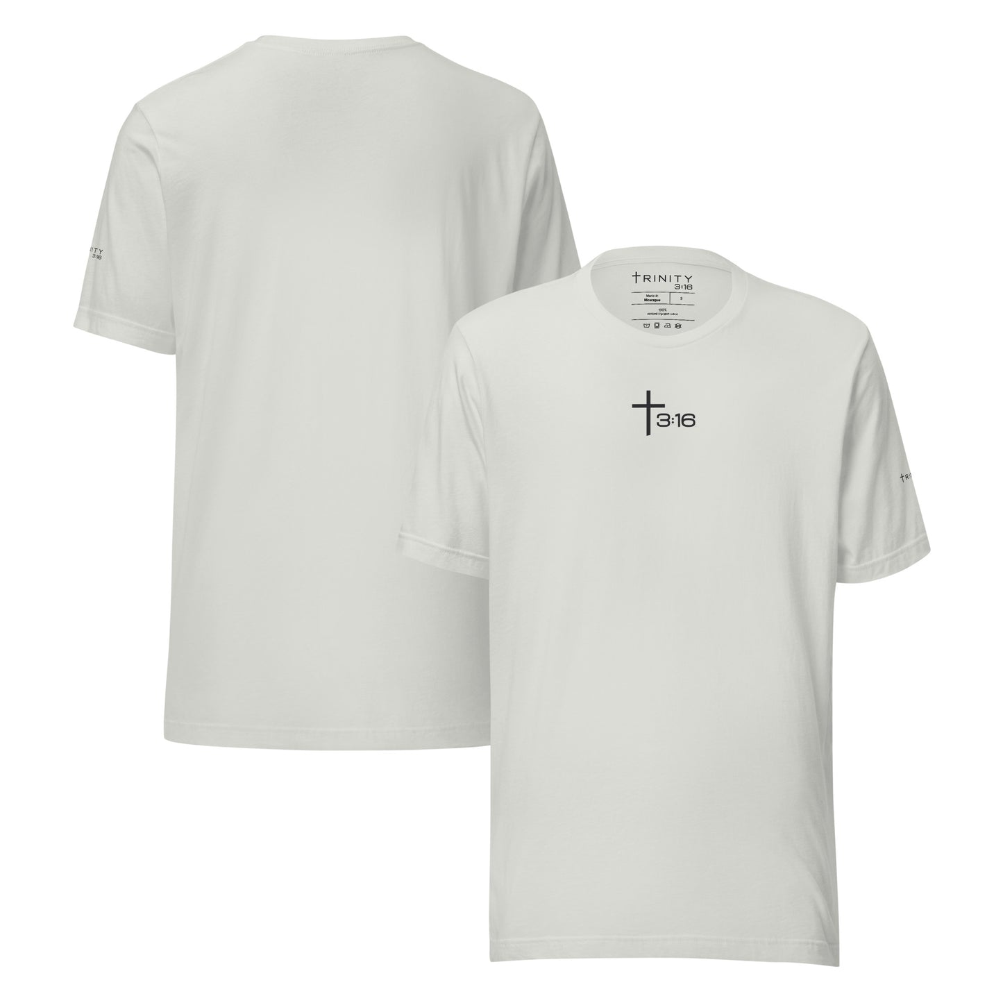 T316 Icon Christian tee in silver— Trinity 3:16 faith apparel
