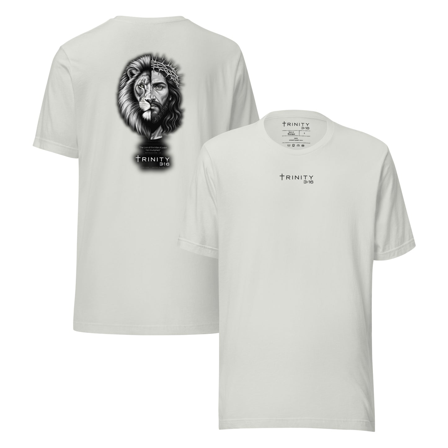 Lion of Judah Christian tee in [color] — Trinity 3:16 faith apparel