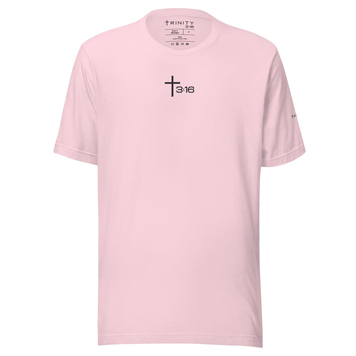 T316 Icon Christian tee in pink— Trinity 3:16 faith apparel