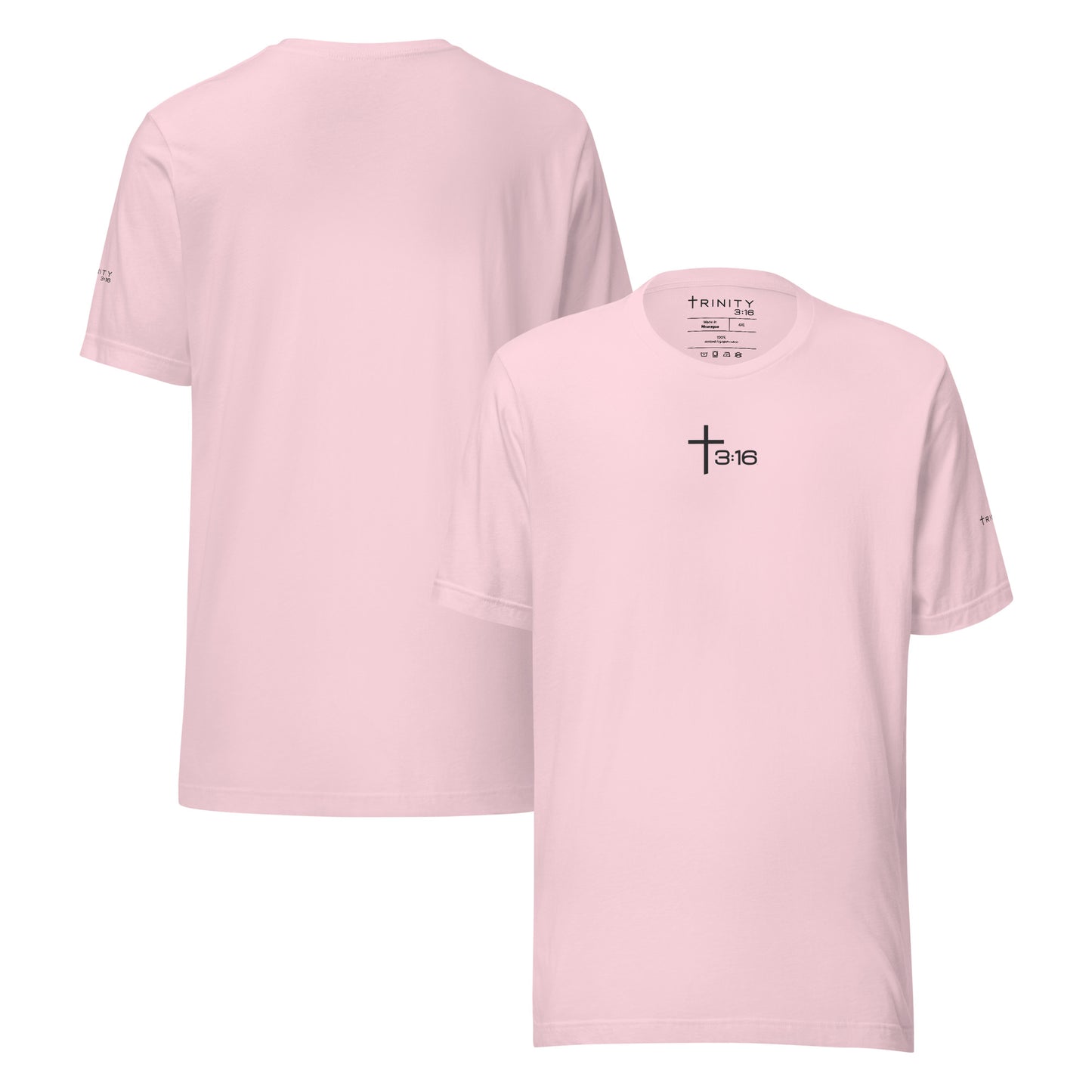 T316 Icon Christian tee in pink— Trinity 3:16 faith apparel
