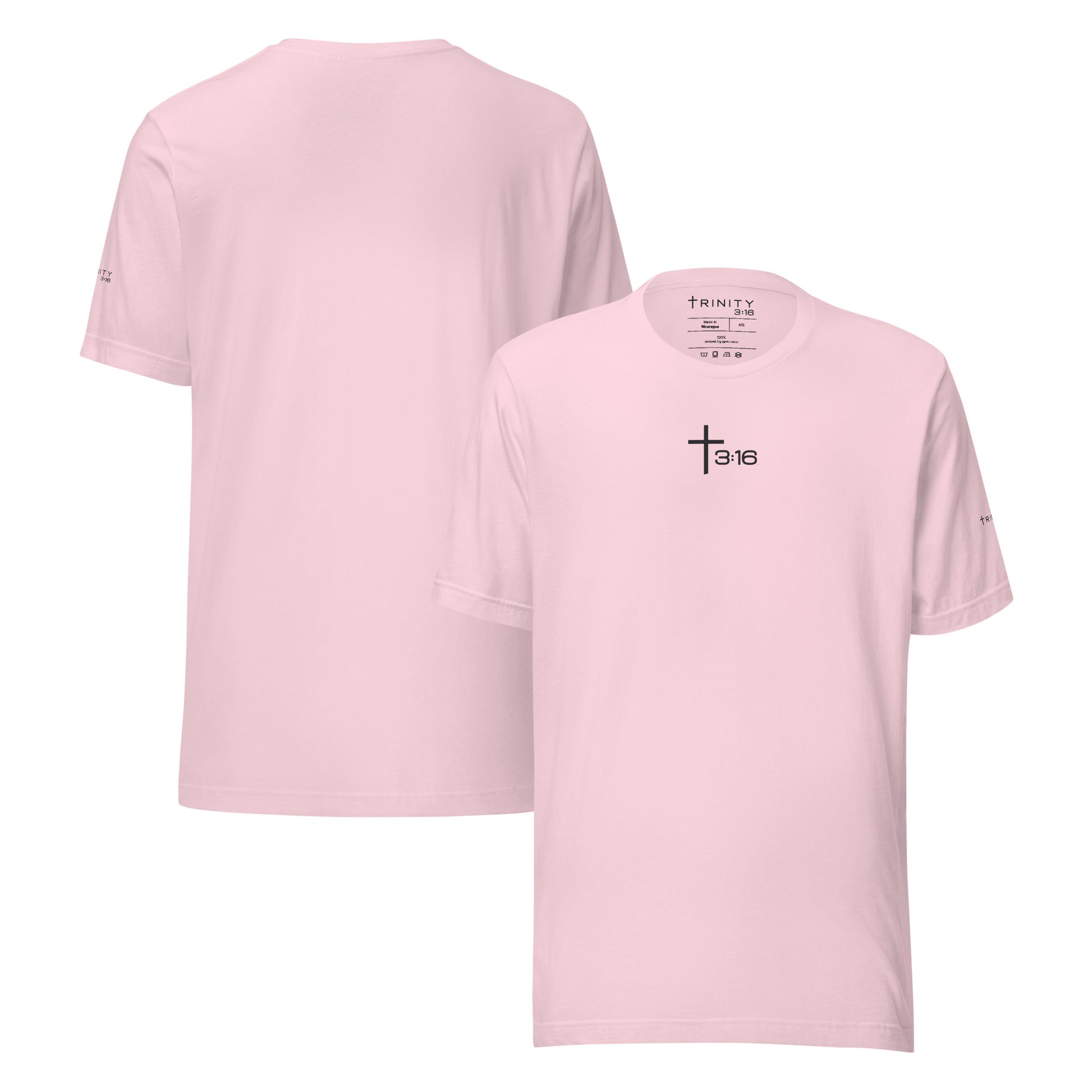T316 Icon Christian tee in pink— Trinity 3:16 faith apparel