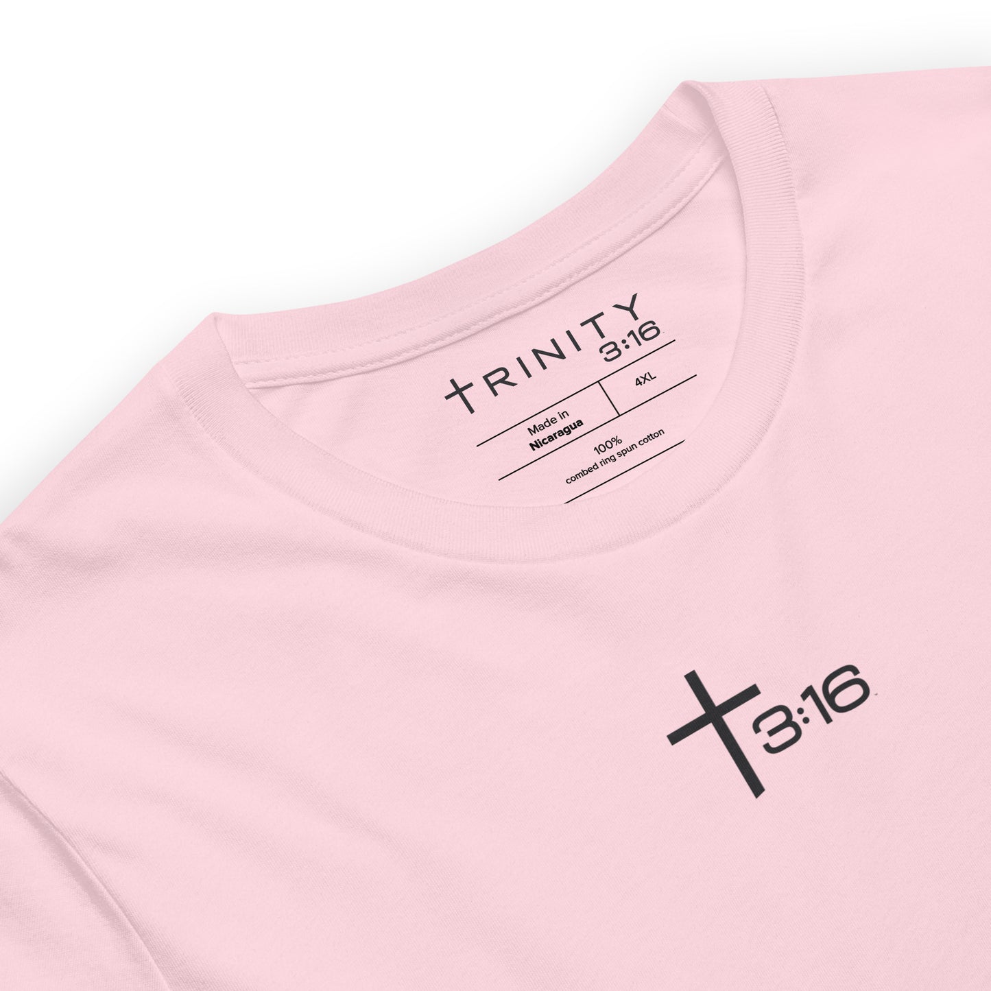 T316 Icon Christian tee in pink— Trinity 3:16 faith apparel