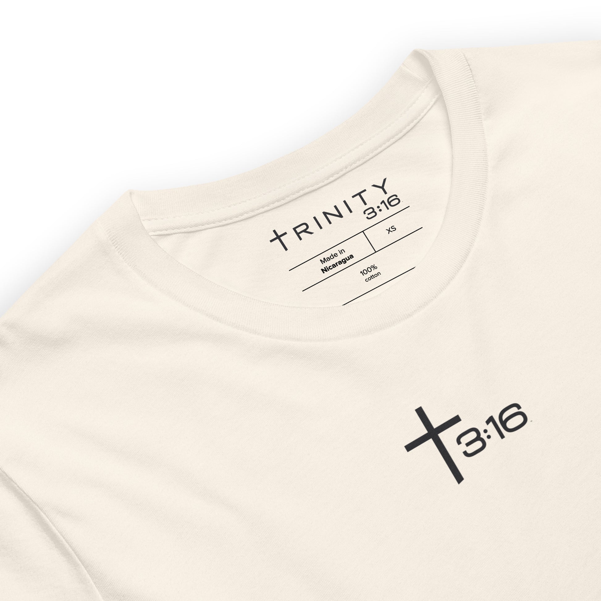 T316 Icon Christian tee in vintage white— Trinity 3:16 faith apparel