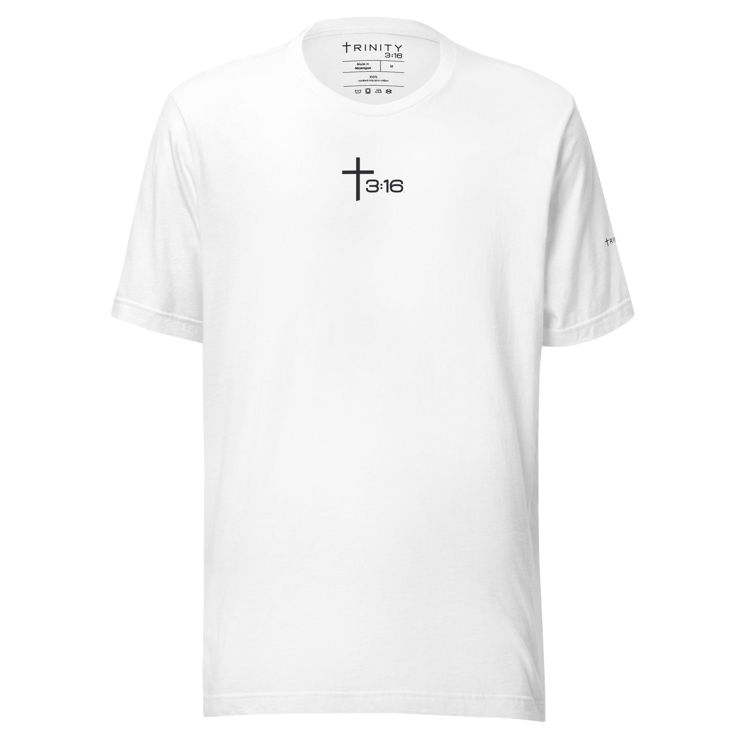T316 Icon Christian tee in white— Trinity 3:16 faith apparel