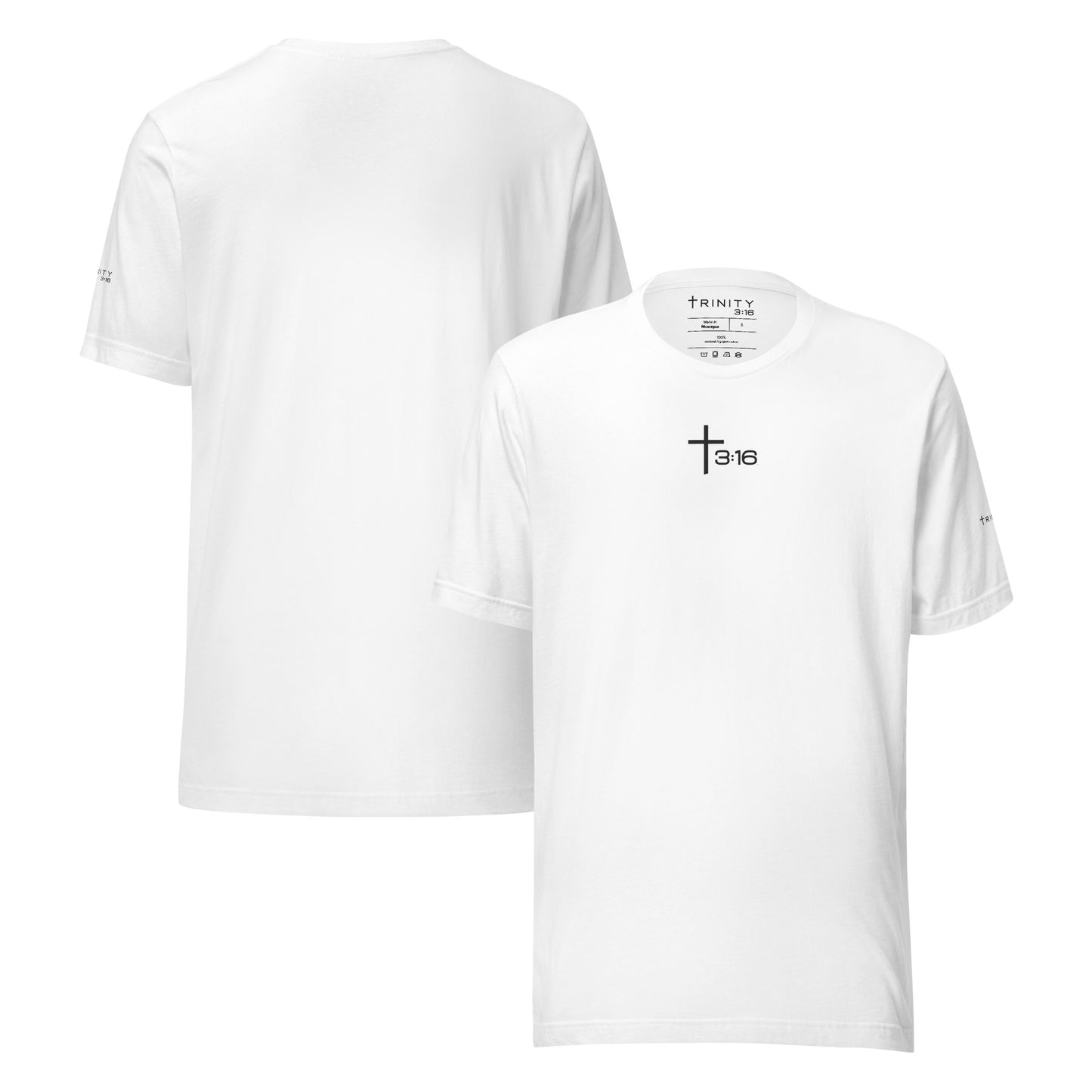 T316 Icon Christian tee in white— Trinity 3:16 faith apparel