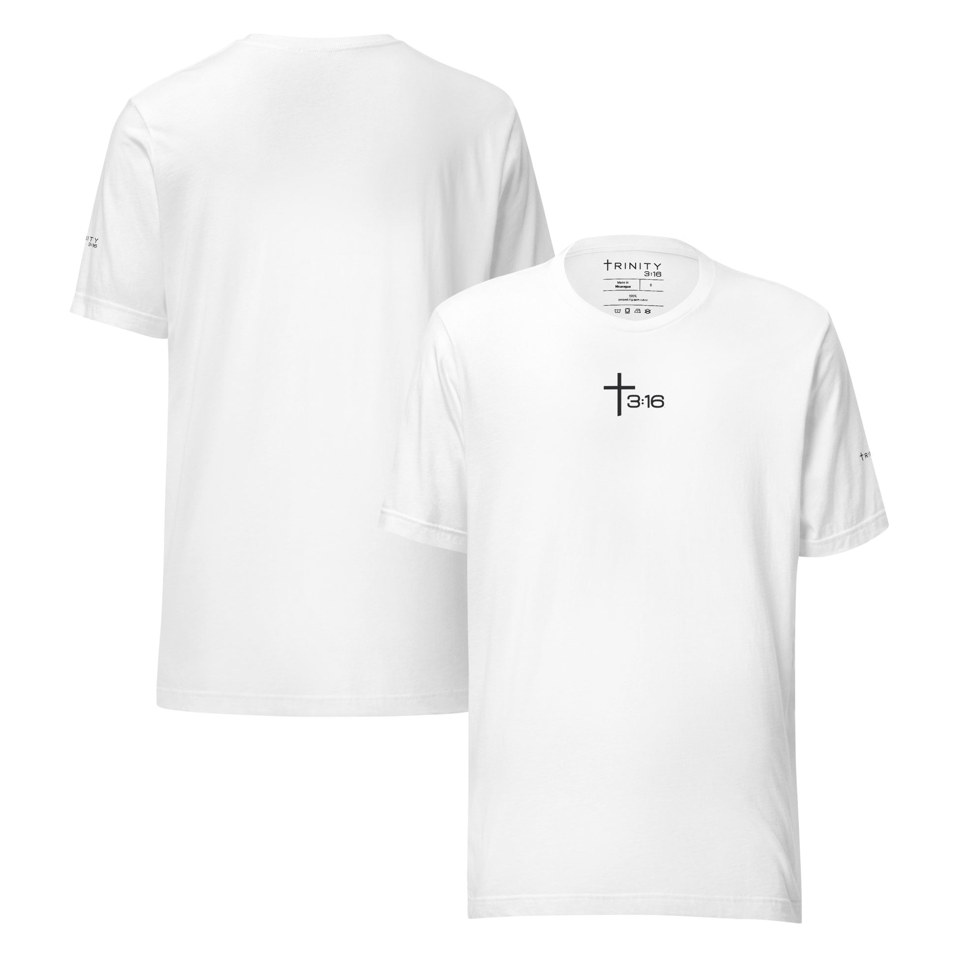 T316 Icon Christian tee in white— Trinity 3:16 faith apparel