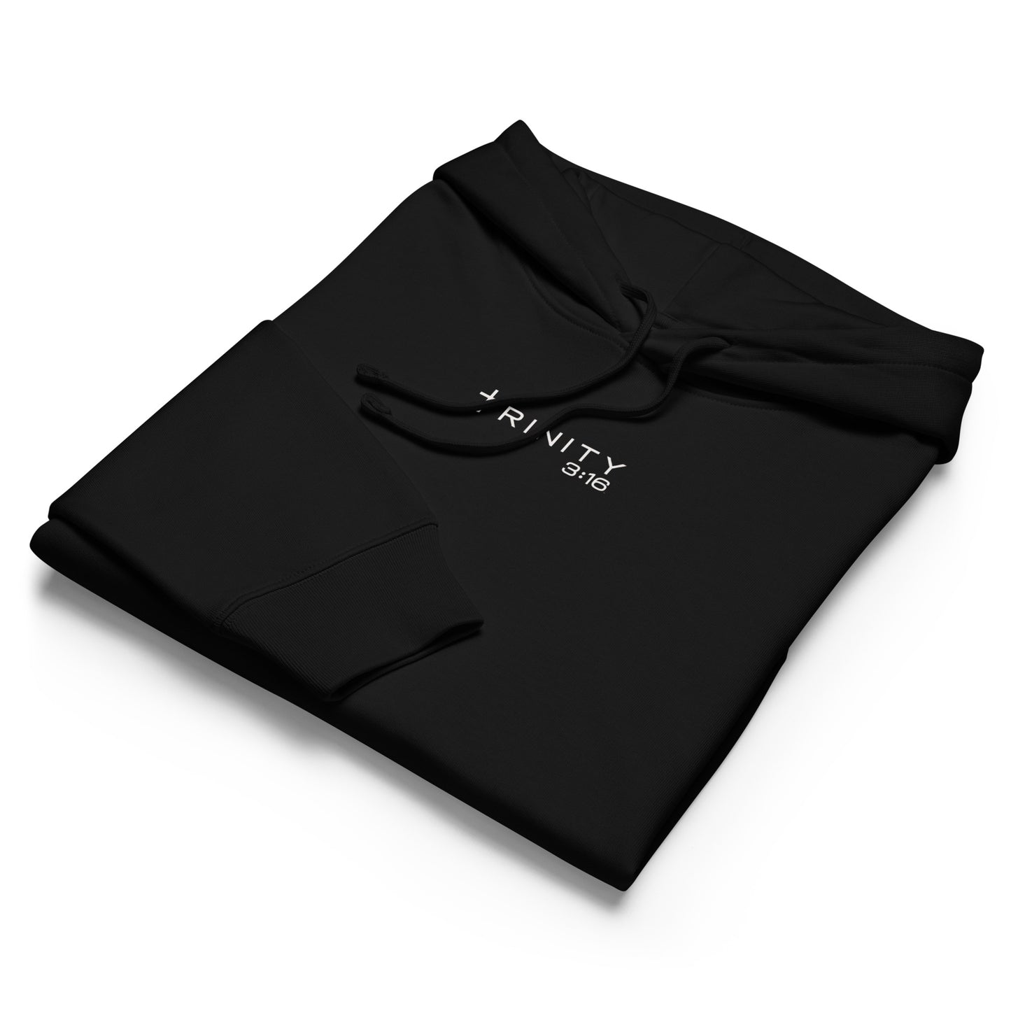 rinity 3:16 Logo Christian womens hoodie in black— Trinity 3:16 faith apparel