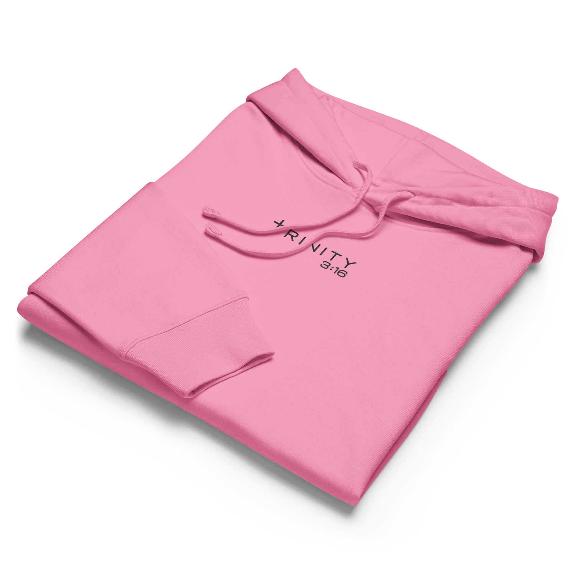 John 3:16 Christian womens hoodie in pink— Trinity 3:16 faith apparel