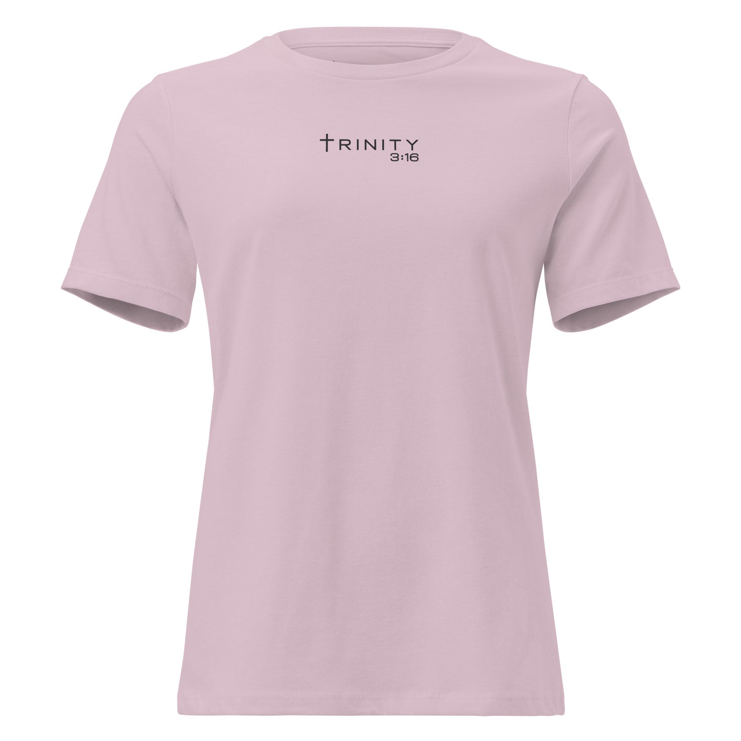 Trinity 3:16 Logo Christian womens tee in light violet— Trinity 3:16 faith apparel