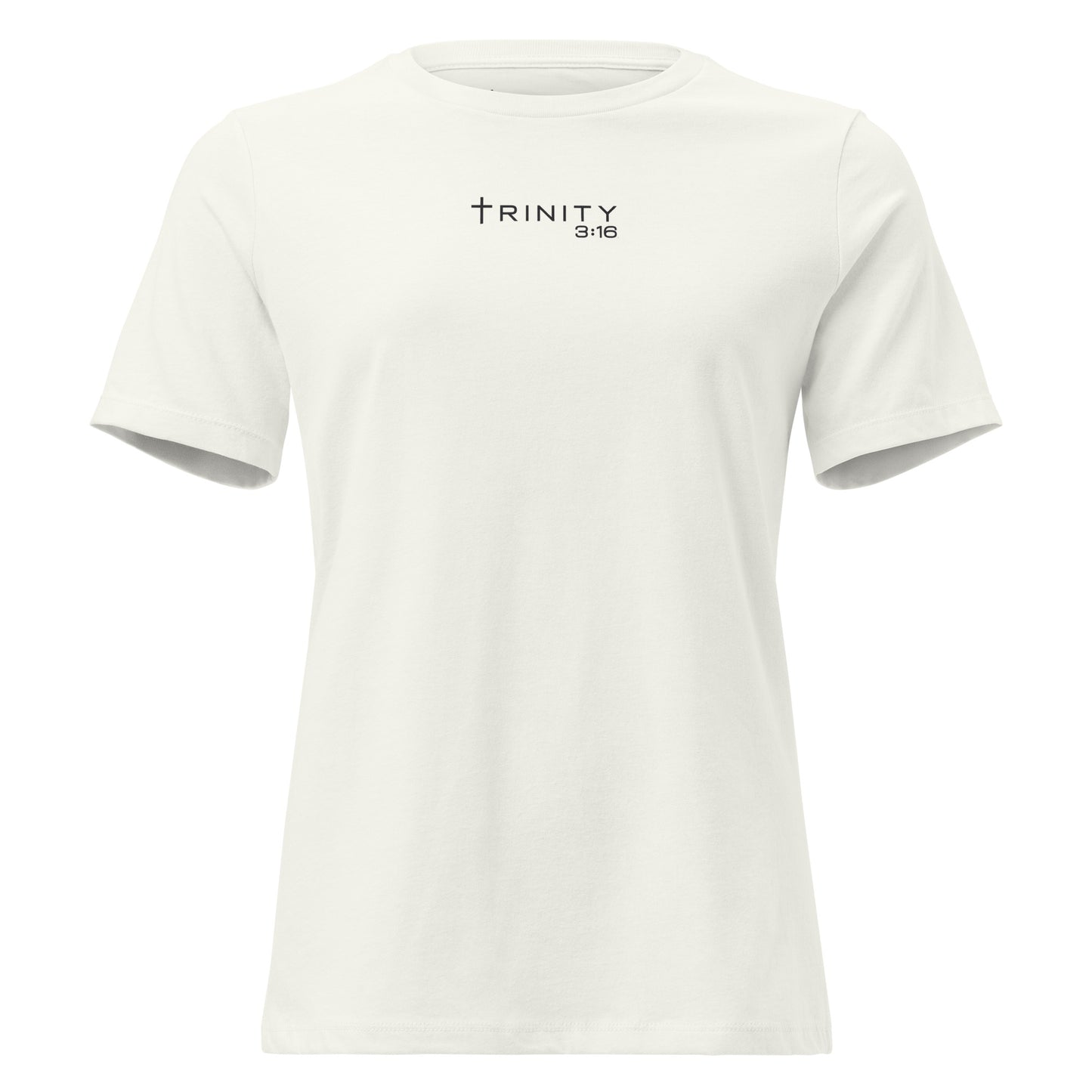 Trinity 3:16 Logo Christian womens tee in vintage white— Trinity 3:16 faith apparel