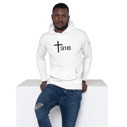 A man wearing a white hoodie that reads "I am" on the front, showcasing a casual and stylish look.